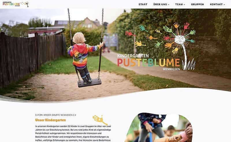 Screenshot der Website Pusteblume Wennigsen