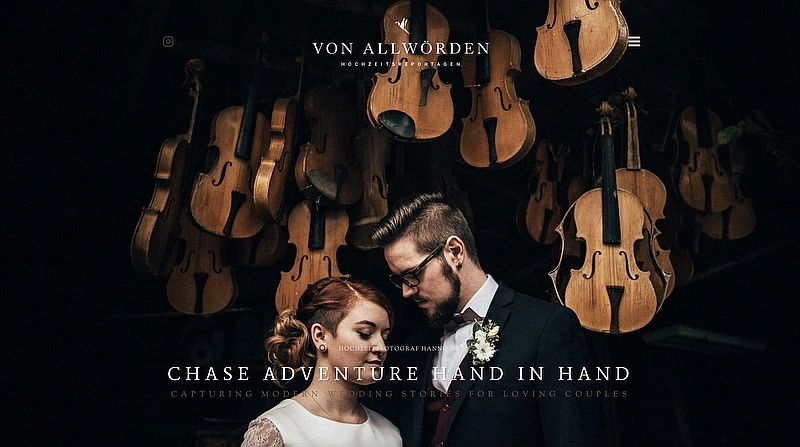 Screenshot der Website von Allwörden Hochzeitsreportagen